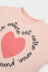 Girl Baby 2 Pcs Set Heart Printed Long Sleeve T-shirt Waist Rubber Bottom