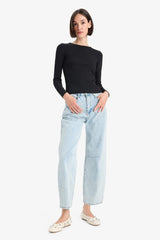 Slim Fit Slim Cut Basic Plain Ribbed Camisole Long Sleeve T-Shirt