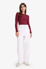 Slim Fit Slim Cut Basic Plain Ribbed Camisole Long Sleeve T-Shirt