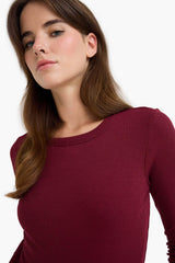 Slim Fit Slim Cut Basic Plain Ribbed Camisole Long Sleeve T-Shirt