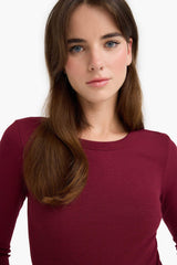 Slim Fit Slim Cut Basic Plain Ribbed Camisole Long Sleeve T-Shirt