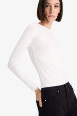 Slim Fit Slim Cut Basic Plain Ribbed Camisole Long Sleeve T-Shirt