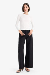 Slim Fit Slim Cut Basic Plain Ribbed Camisole Long Sleeve T-Shirt