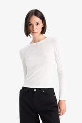 Slim Fit Slim Cut Basic Plain Ribbed Camisole Long Sleeve T-Shirt