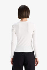 Slim Fit Slim Cut Basic Plain Ribbed Camisole Long Sleeve T-Shirt