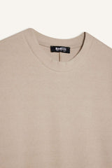 Regular Fit Crew Neck Belted Selanik Fabric Maxi Dress