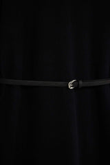 Regular Fit Crew Neck Belted Selanik Fabric Maxi Dress