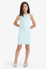 Fitted Crew Neck Ribbed Camisole Sleeveless Dress
