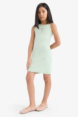 Fitted Crew Neck Ribbed Camisole Sleeveless Dress
