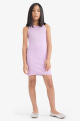 Fitted Crew Neck Ribbed Camisole Sleeveless Dress