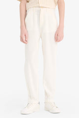Boy Carrot Fit Standard Leg Linen Look Trousers