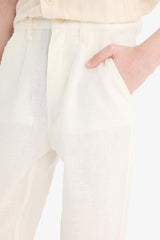 Boy Carrot Fit Standard Leg Linen Look Trousers