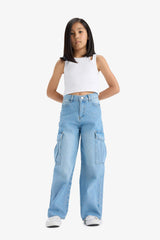 Girls Wide Leg Cargo Wide Leg Jeans
