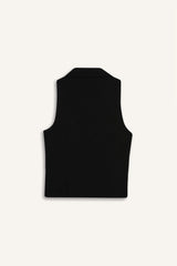 Polo Collar Zippered Woven Vest
