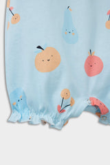 Baby Girl Newborn Fruit Patterned Combed Cotton Short Sleeve Jumpsuit