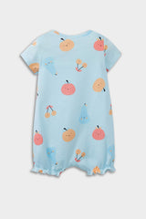 Baby Girl Newborn Fruit Patterned Combed Cotton Short Sleeve Jumpsuit