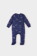 Male Baby Newborn Space Printed Long Sleeve Snap Combo Coverall