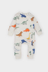 Baby Boy Newborn Dinosaur Printed Double Penetration Long Sleeve Coverall