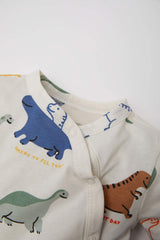 Baby Boy Newborn Dinosaur Printed Double Penetration Long Sleeve Coverall