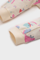 Baby Girl Newborn Dinosaur Printed Comb Long Sleeve Snap Jumpsuit