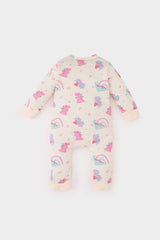 Baby Girl Newborn Dinosaur Printed Comb Long Sleeve Snap Jumpsuit