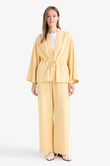 Straight Leg Linen Blend Capri