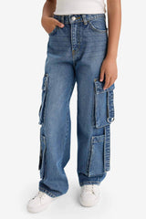 Girl's Wide Leg Cargo Wide Leg Jeans