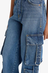 Girl's Wide Leg Cargo Wide Leg Jeans