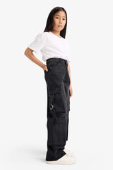 Girls Wide Leg Cargo Jeans