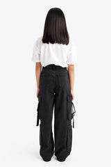Girls Wide Leg Cargo Jeans