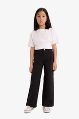 Girl's Wide Leg Cotton School Trousers