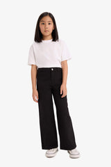 Girl's Wide Leg Cotton School Trousers
