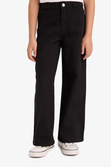 Girl's Wide Leg Cotton School Trousers