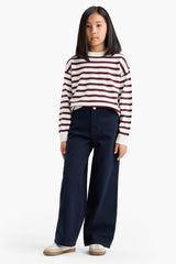 Girl's Wide Leg Cotton School Trousers