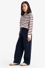 Girl's Wide Leg Cotton School Trousers