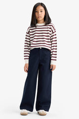 Girl's Wide Leg Cotton School Trousers