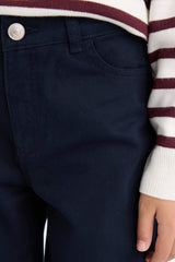 Girl's Wide Leg Cotton School Trousers