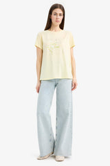 Regular Fit Cycling Collar Printed Short Sleeve T-shirt