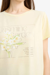 Regular Fit Cycling Collar Printed Short Sleeve T-shirt