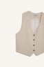 V Neck Linen Blend Blazer Vest