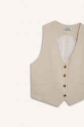 V Neck Linen Blend Blazer Vest