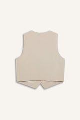 V Neck Linen Blend Blazer Vest