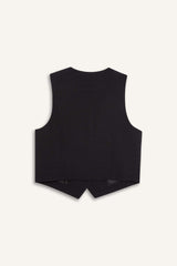 V Neck Linen Blend Blazer Vest