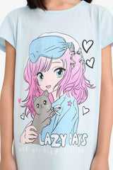 Girl Anime Printed Short Sleeve Dress