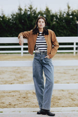 Regular Fit Contrast Collar Zippered Pocket Cotton Jacket Coat