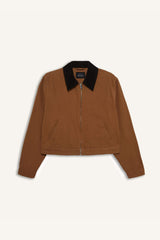 Regular Fit Contrast Collar Zippered Pocket Cotton Jacket Coat