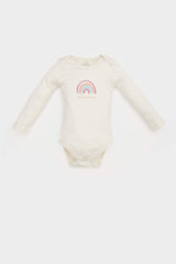 Baby Girl Newborn Crew Neck Rainbow Printed Snap Body