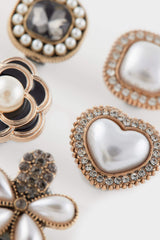 Women's 5 Pcs Pearl Detailed Slippery Ornament