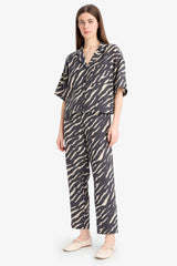 Carrot Fit Modal Fabric Pants Double Pocket High Waist Straight Leg