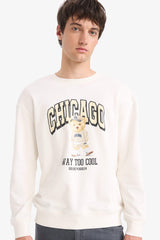 Boxy Fit Crew Neck Printed Sweatshirt